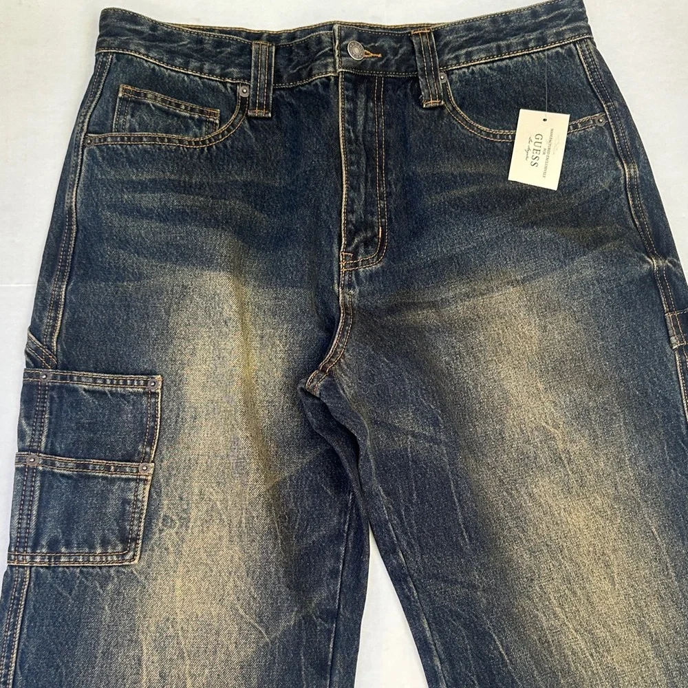 Guess Men's Dark Blue Carpenter Relaxed Jeans